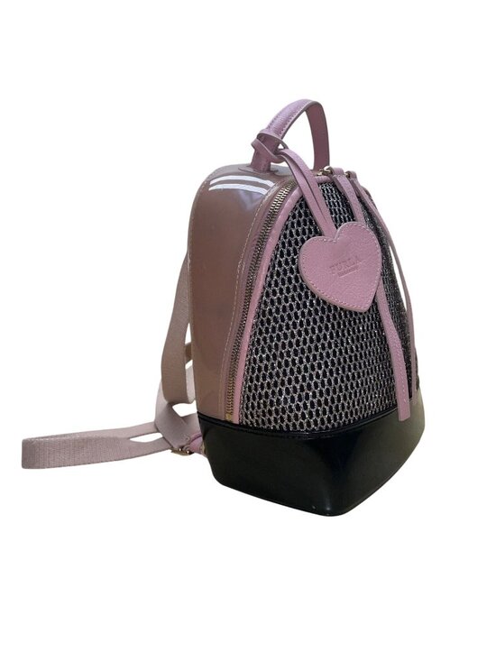 Furla Women’s Pink & Black Mesh & Rubber Blend Heart Backpack main image 9